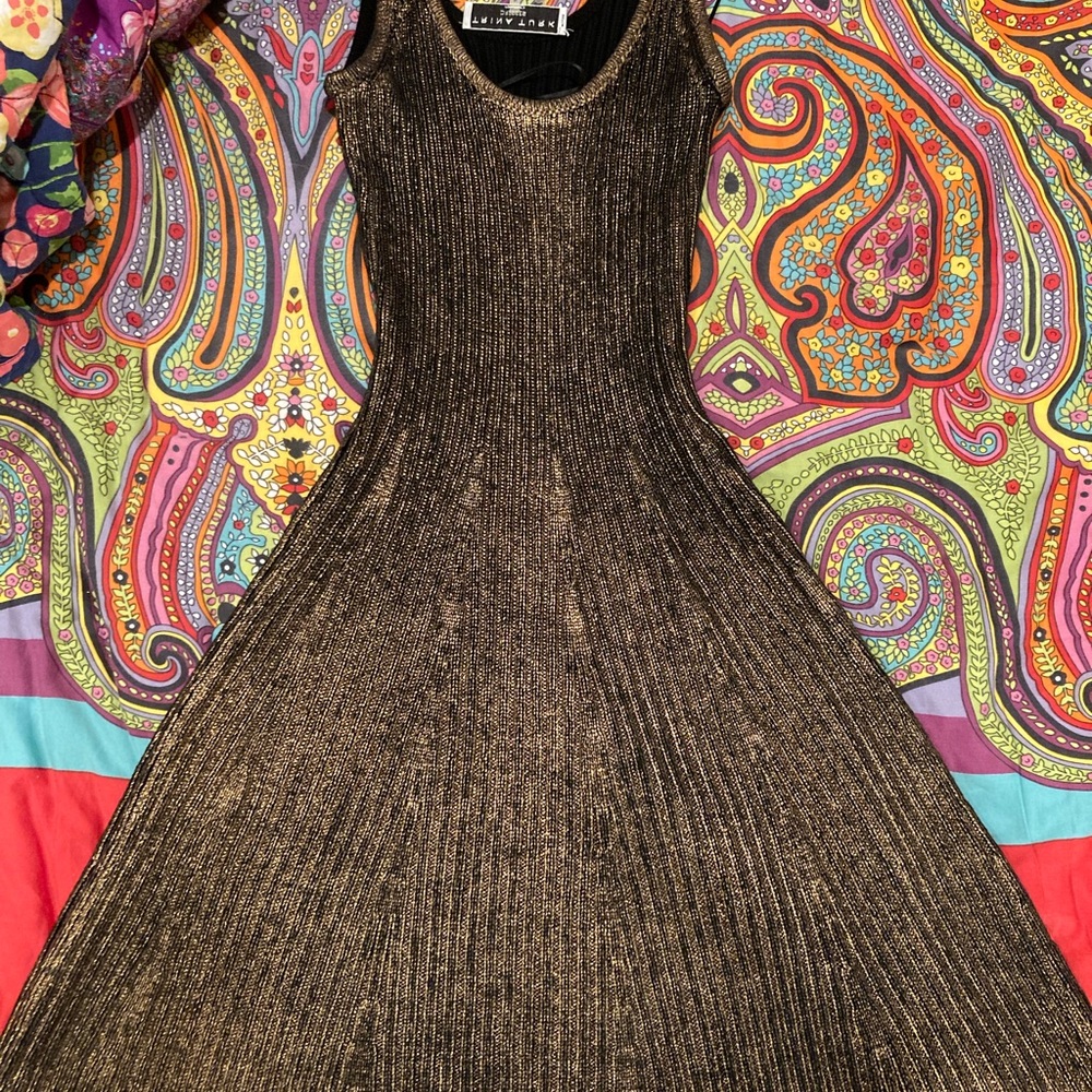 Trina Turk golden sweater dress
